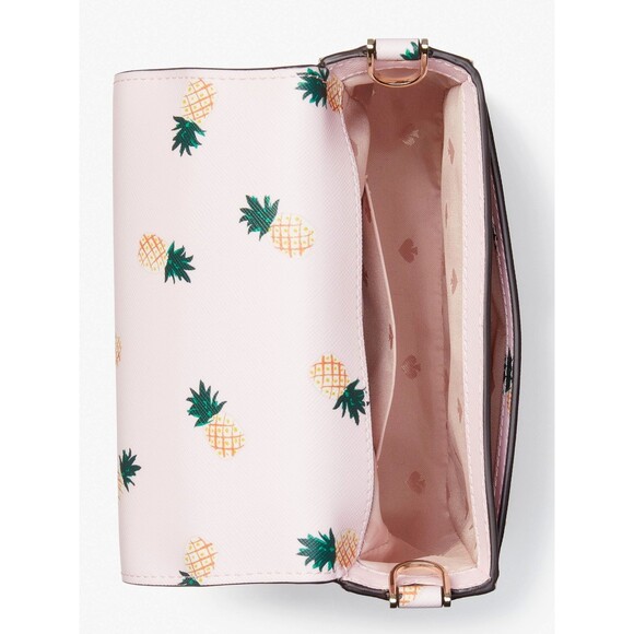 New Kate Spade Staci Square Pineapple Print Crossbody bag Pink Multi - Picture 3 of 5